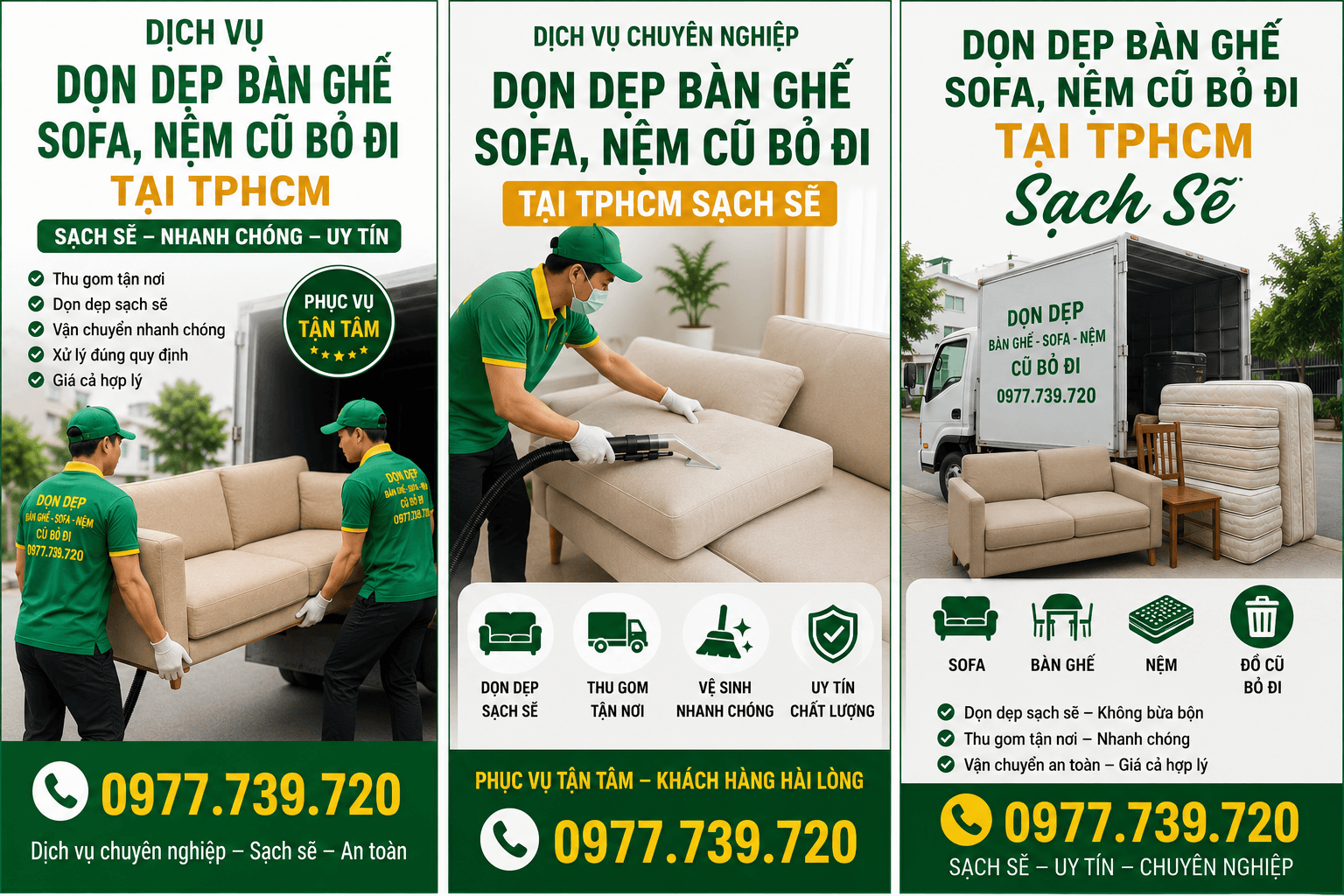 Dịch Vụ Dọn Dẹp Bàn Ghế Sofa Nệm Cũ Bỏ Đi