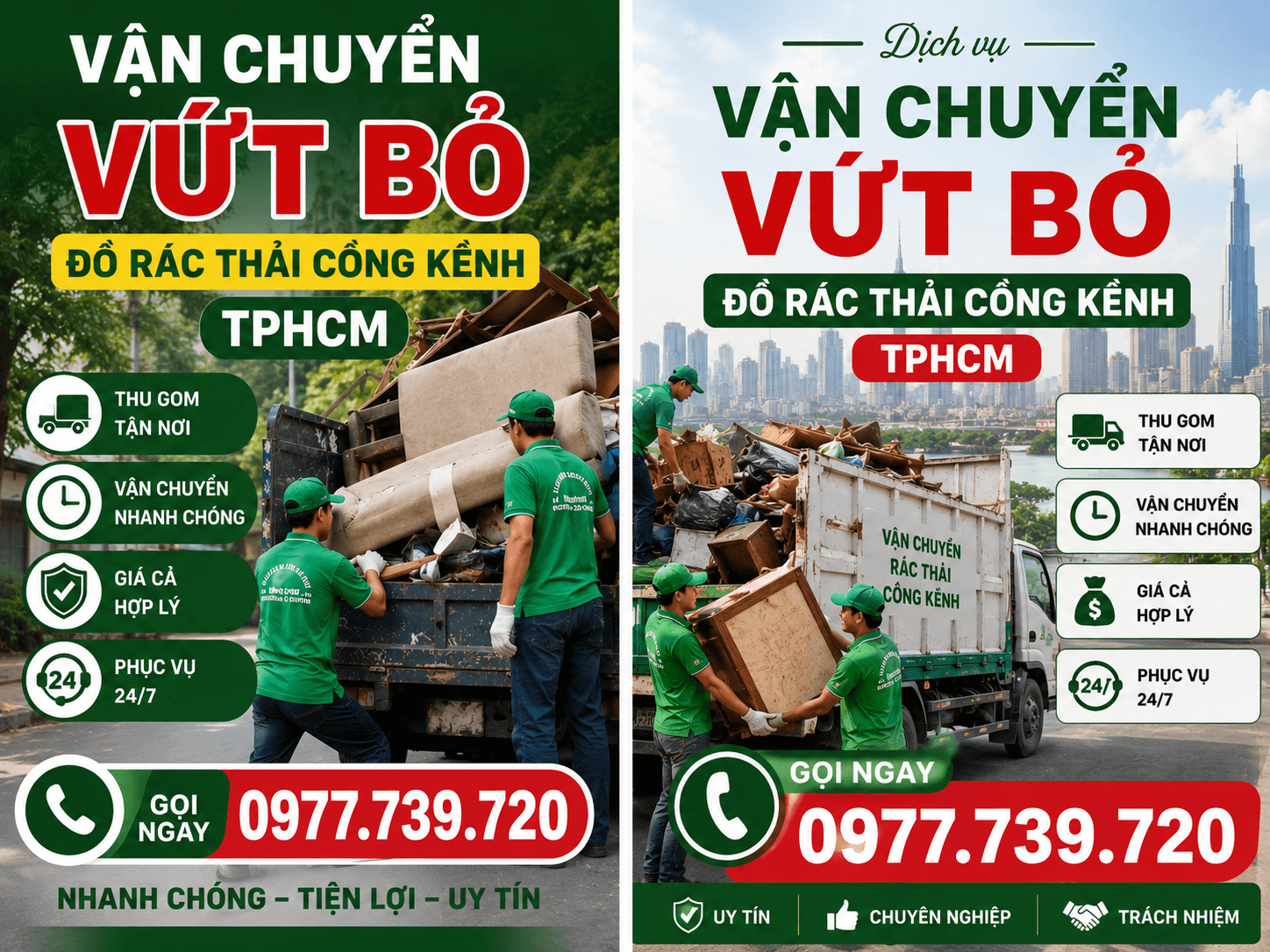 Vận Chuyển Vứt Bỏ Đồ Rác Thải Cồng Kềnh
